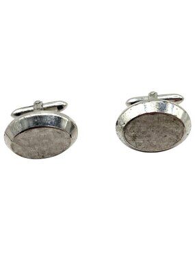 Vintage Silver Oval Cufflinks With Textured Face A465